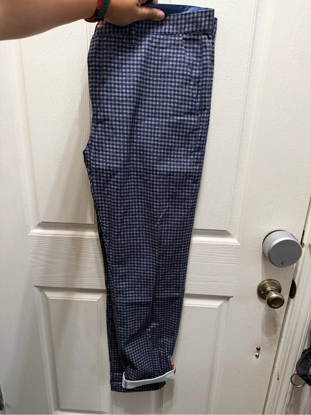 Men's Blue Checkered Dress Pants
